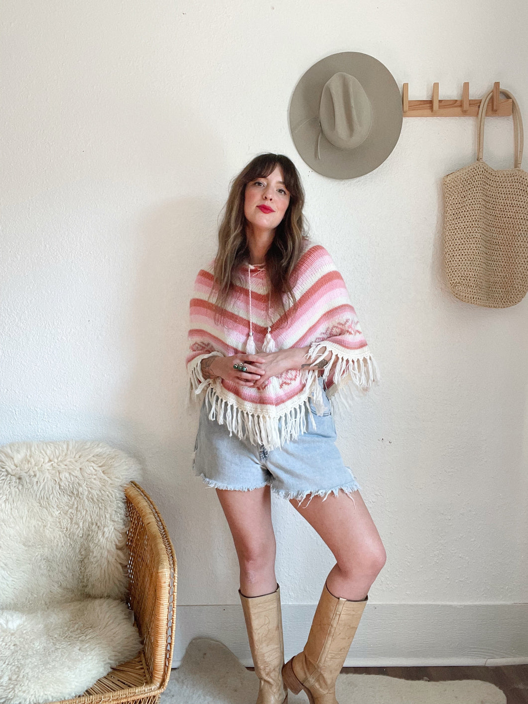 Vintage pink poncho