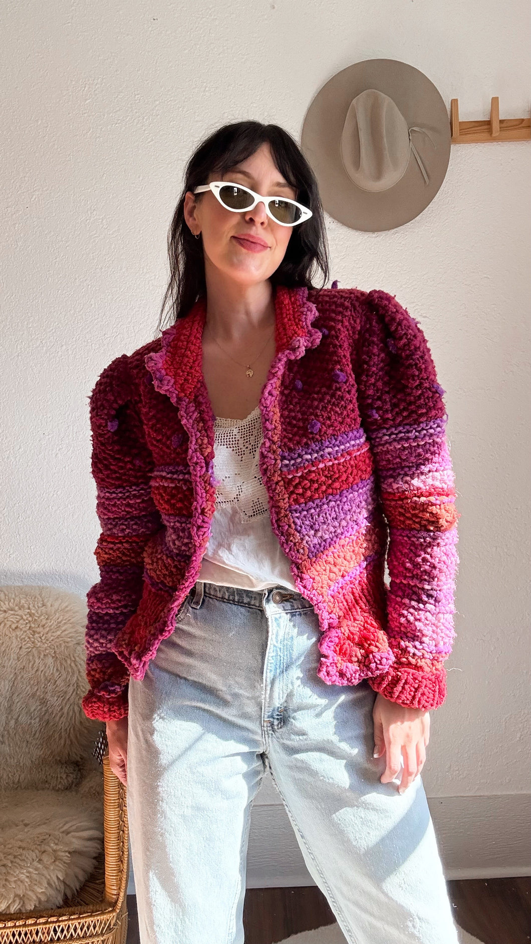 Vintage cropped handknit sweater