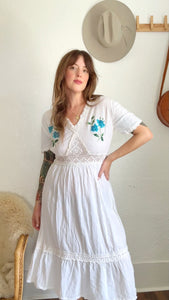 Vintage cotton gauze embroidered dress