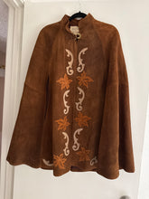 Load image into Gallery viewer, Vintage leather applique poncho
