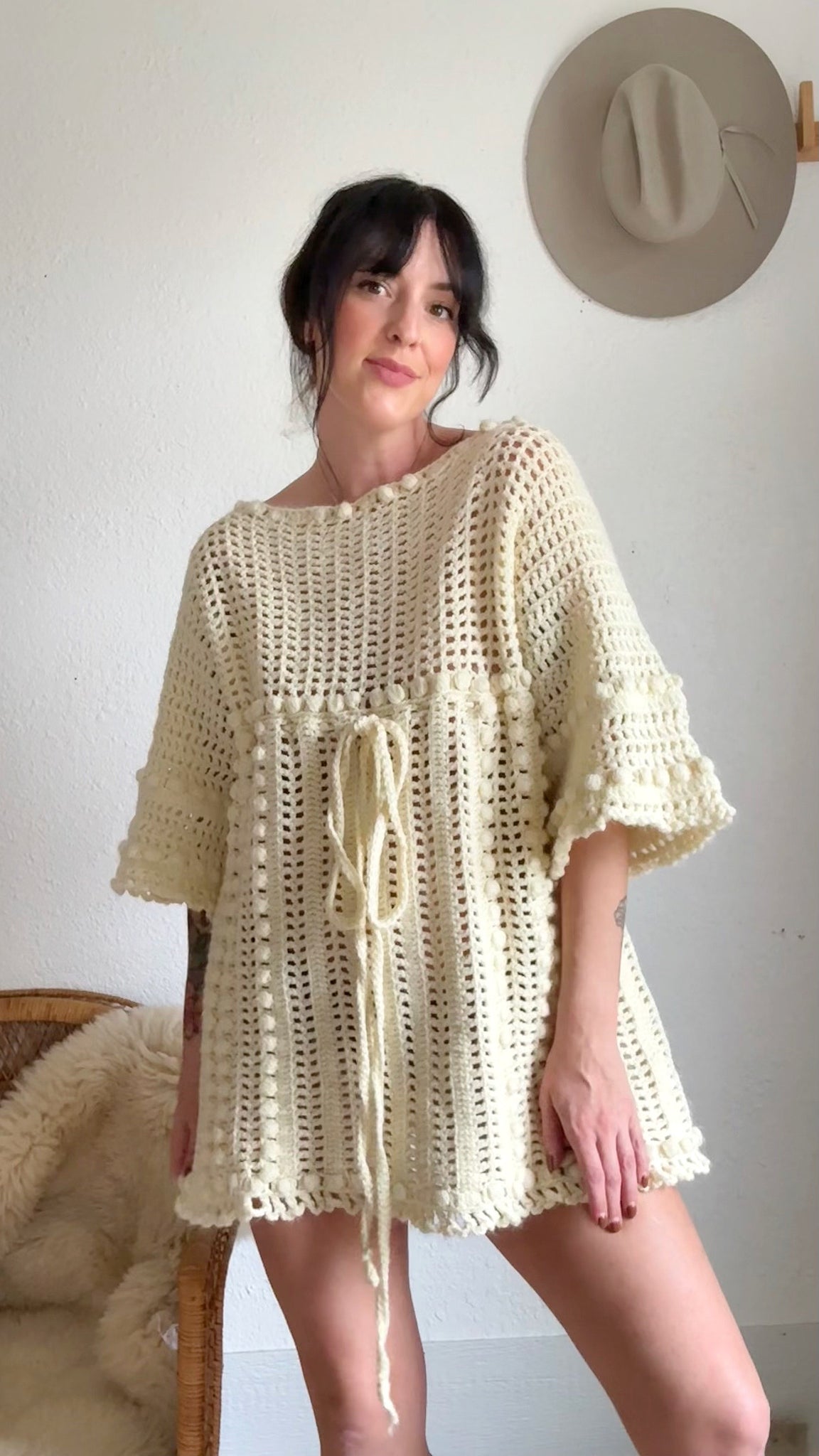 Vintage crochet babydoll dress The Wild Rose Vintage Vintage crochet babydoll dress The Wild Rose Vintage