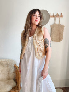 Vintage patchwork Sherpa vest