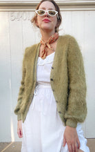 Load image into Gallery viewer, Vintage hand dyed mohair cardigan-in shaggy green
