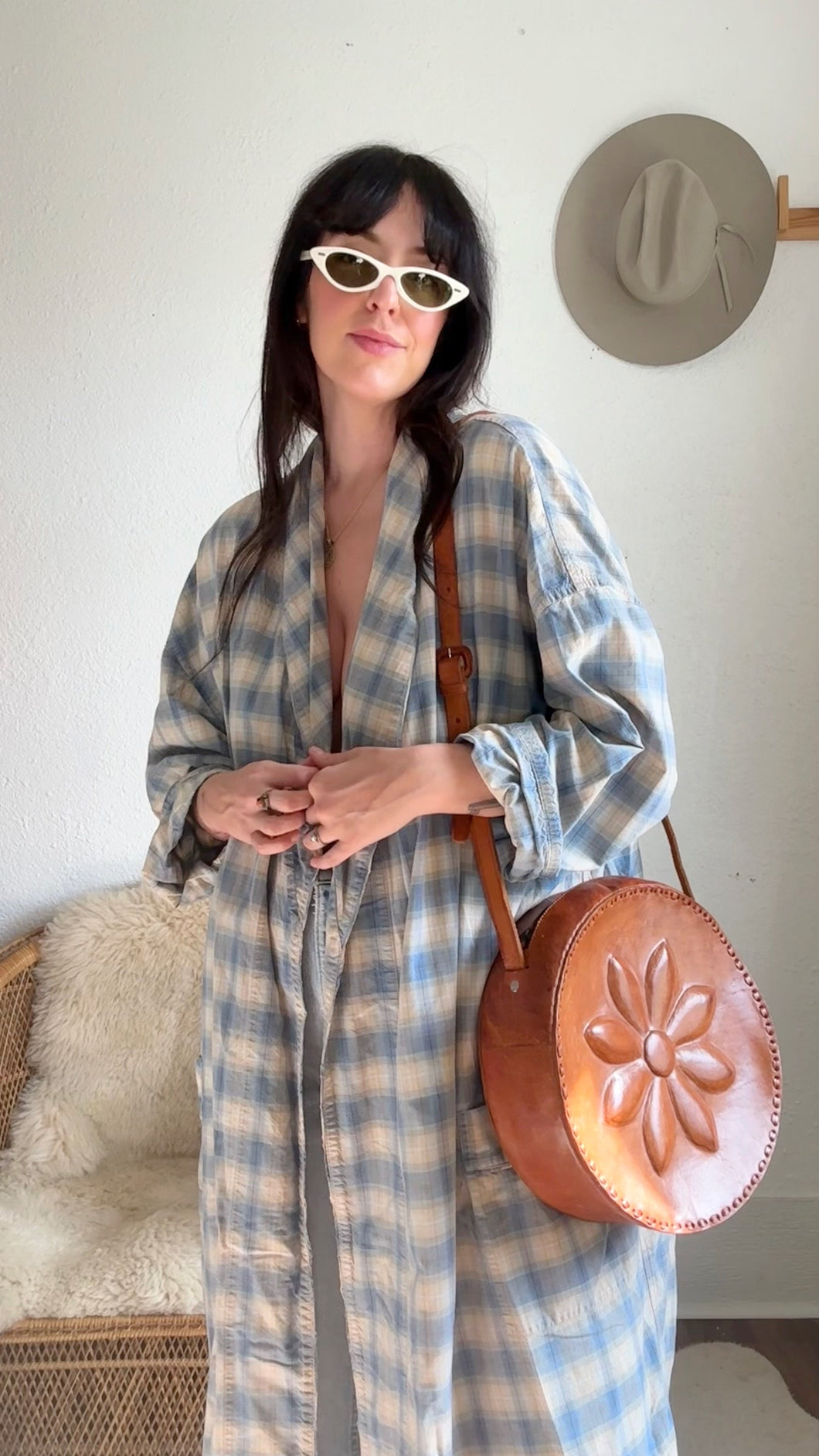 Vintage cotton plaid robe