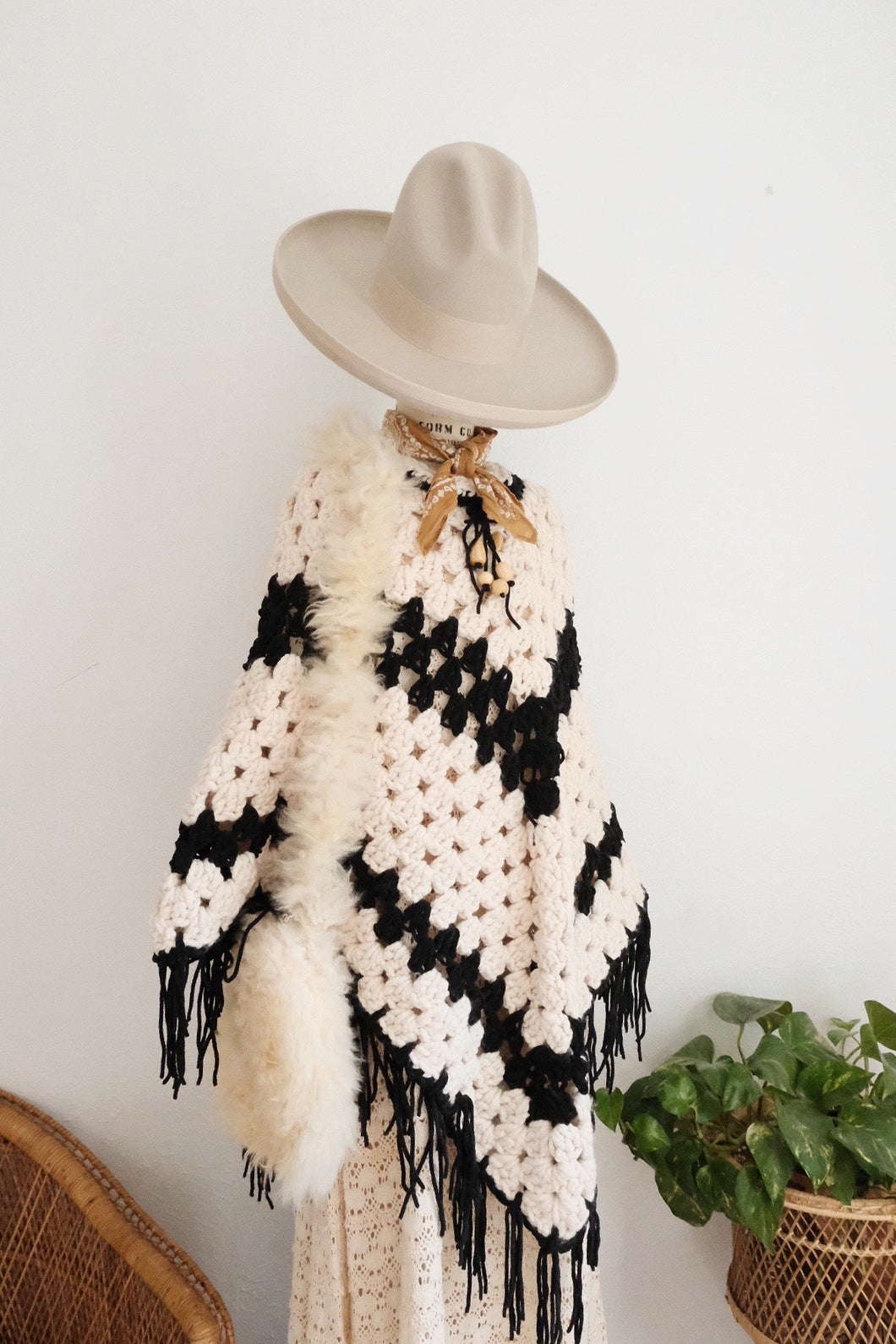 Vintage knit poncho