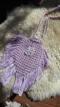 Load image into Gallery viewer, Antique purple crochet drawstring bag

