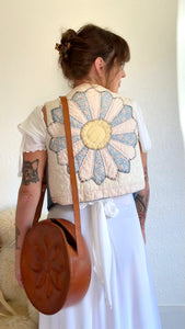 Vintage denim quilt vest
