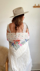 Antique silk piano shawl