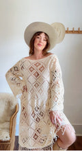 Load image into Gallery viewer, Signature Collection-One of a kind vintage hand crochet bell sleeve dress

