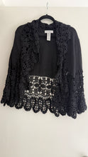 Load image into Gallery viewer, Vintage black crochet sweater
