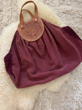 Load image into Gallery viewer, Antique maroon tooled bag
