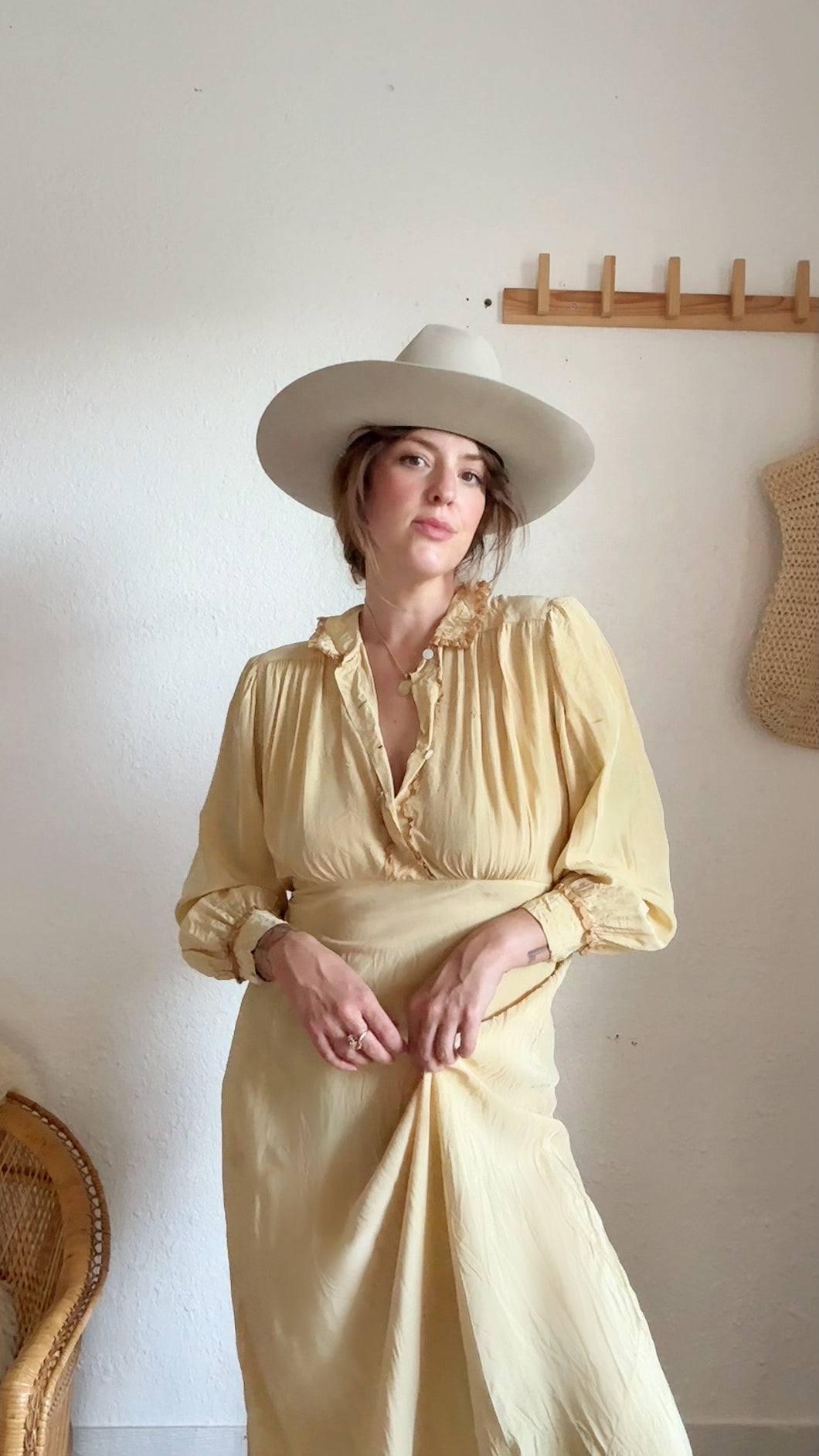 1930s marigold dyed dress