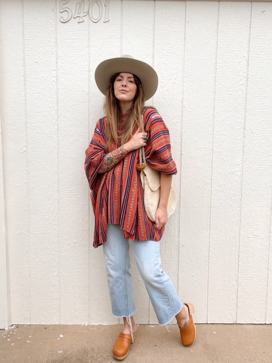 Vintage embroidered poncho