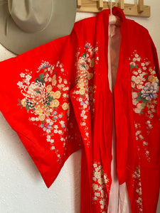 Vintage floral silk kimono