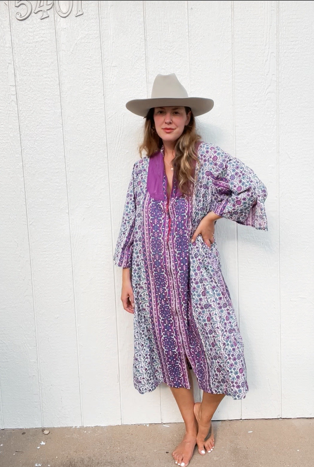 Vintage purple  zip kaftan dress