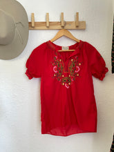 Load image into Gallery viewer, Vintage red embroidered top
