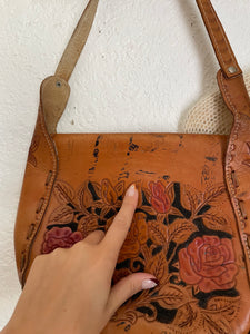 Vintage floral tooled bag