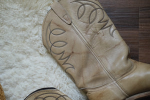 Vintage beige cowboy boot