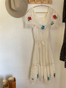 Vintage embroidered  off the shoulder dress