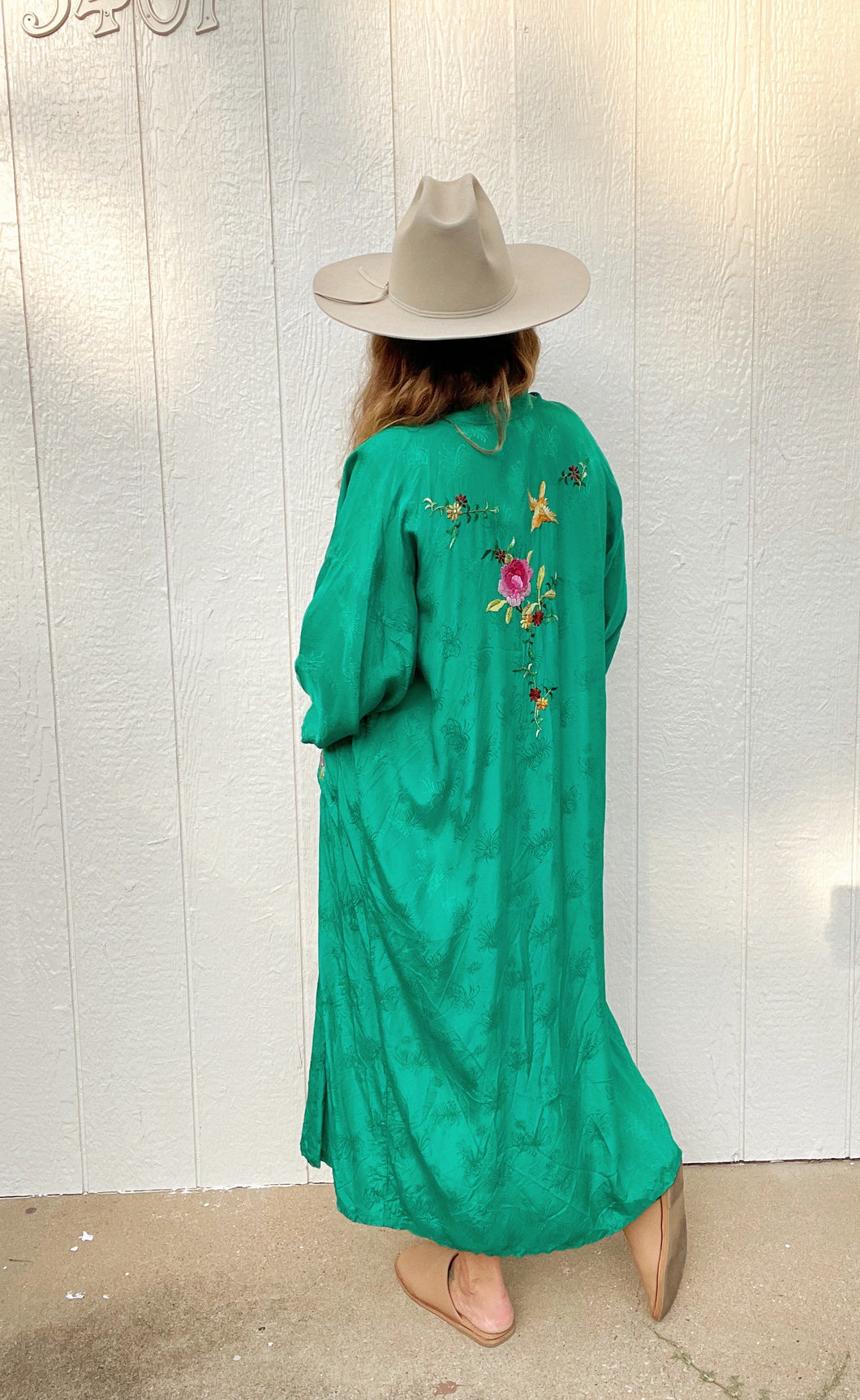 Vintage green rayon kimono
