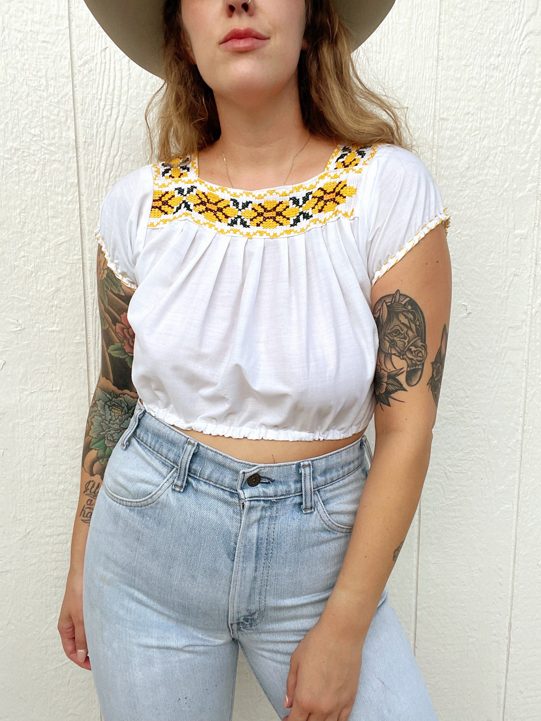 Vintage reworked embroidered top