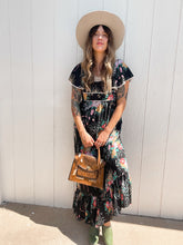 Load image into Gallery viewer, Vintage black floral maxi dress
