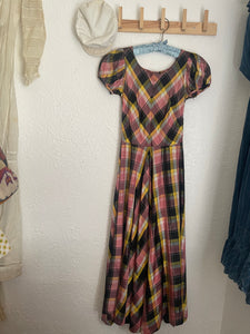 Vintage 1940s plaid dress