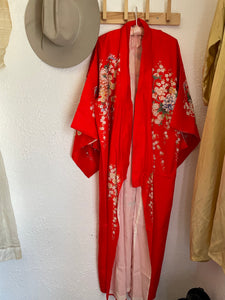 Vintage floral silk kimono