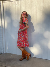 Load image into Gallery viewer, Vintage red floral dress
