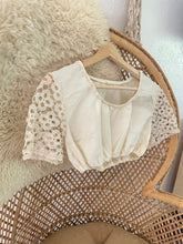 Load image into Gallery viewer, Vintage cotton + crochet crop top
