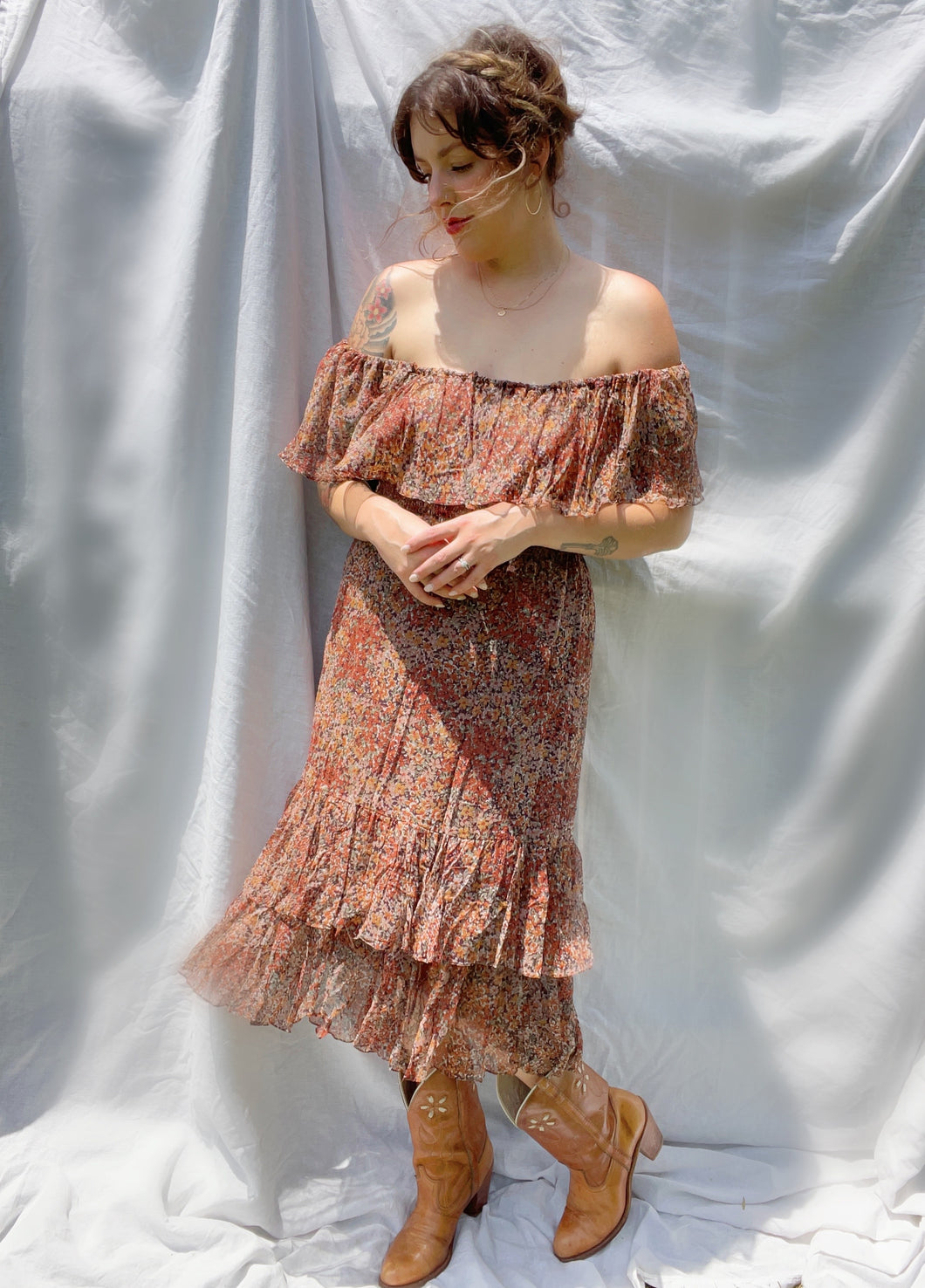 Vintage floral smocked dress