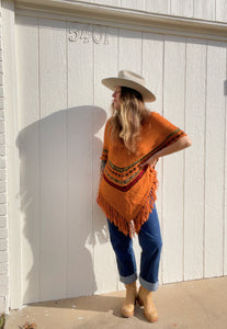 Vintage 70s hand knit sweater poncho