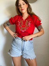 Load image into Gallery viewer, Vintage red embroidered top
